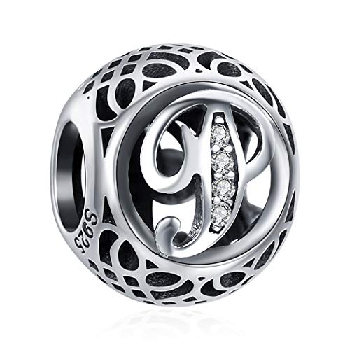 ChicSilver Initial P Letter Charms for Jewellery Making, Antique 925 Silver Personalized Name Jewelry Alphabet Bead Fits Necklace Bracelet Gift for Daughter