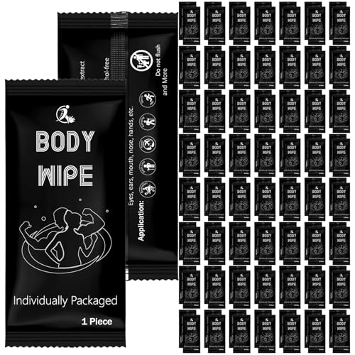 Timgle 200 Pcs Body Wipes Individually Wrapped for Adult, Black Background
