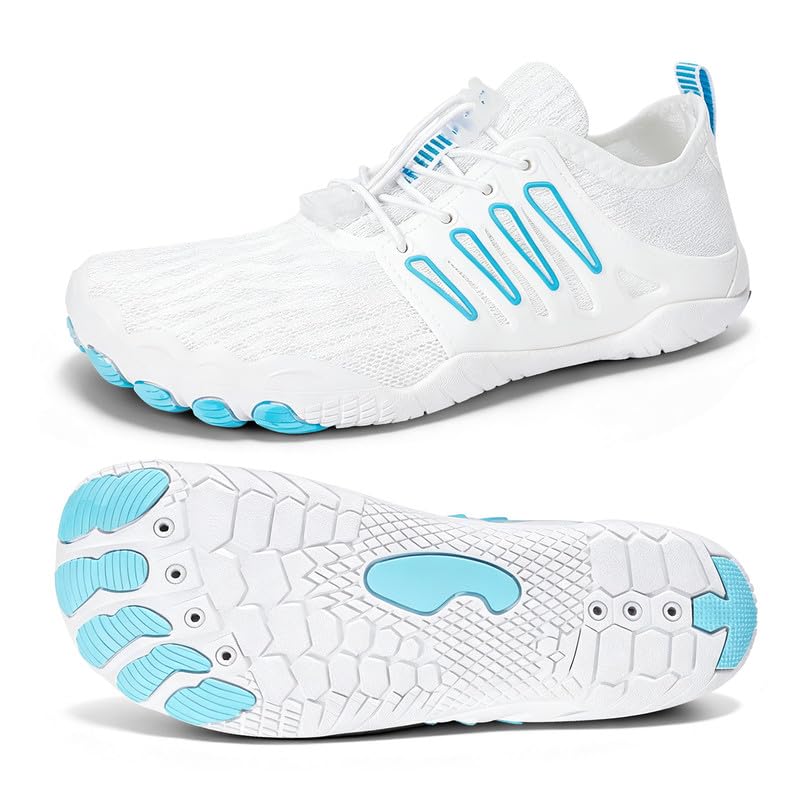 Image of Hike Barefoot Water Shoes for Women Men Footwear, Quick Dry Wide Toe Box Pro Beach Swim Athletic Sports Shoes, Non-Slip Lightweight Aqua Shoe for Pool Hiking Walking Kayaking Diving Surfing