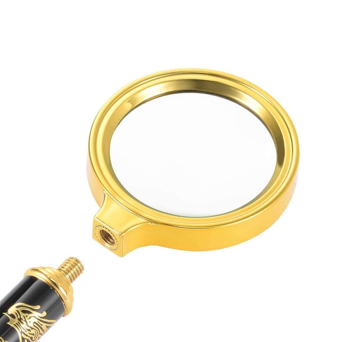 Lupa de Mano de 45 mm 10X para lectura, 1000% con Mango de Metal, Compatible con libros, periódicos, pasatiempos, antigüedades, monedas, etc.