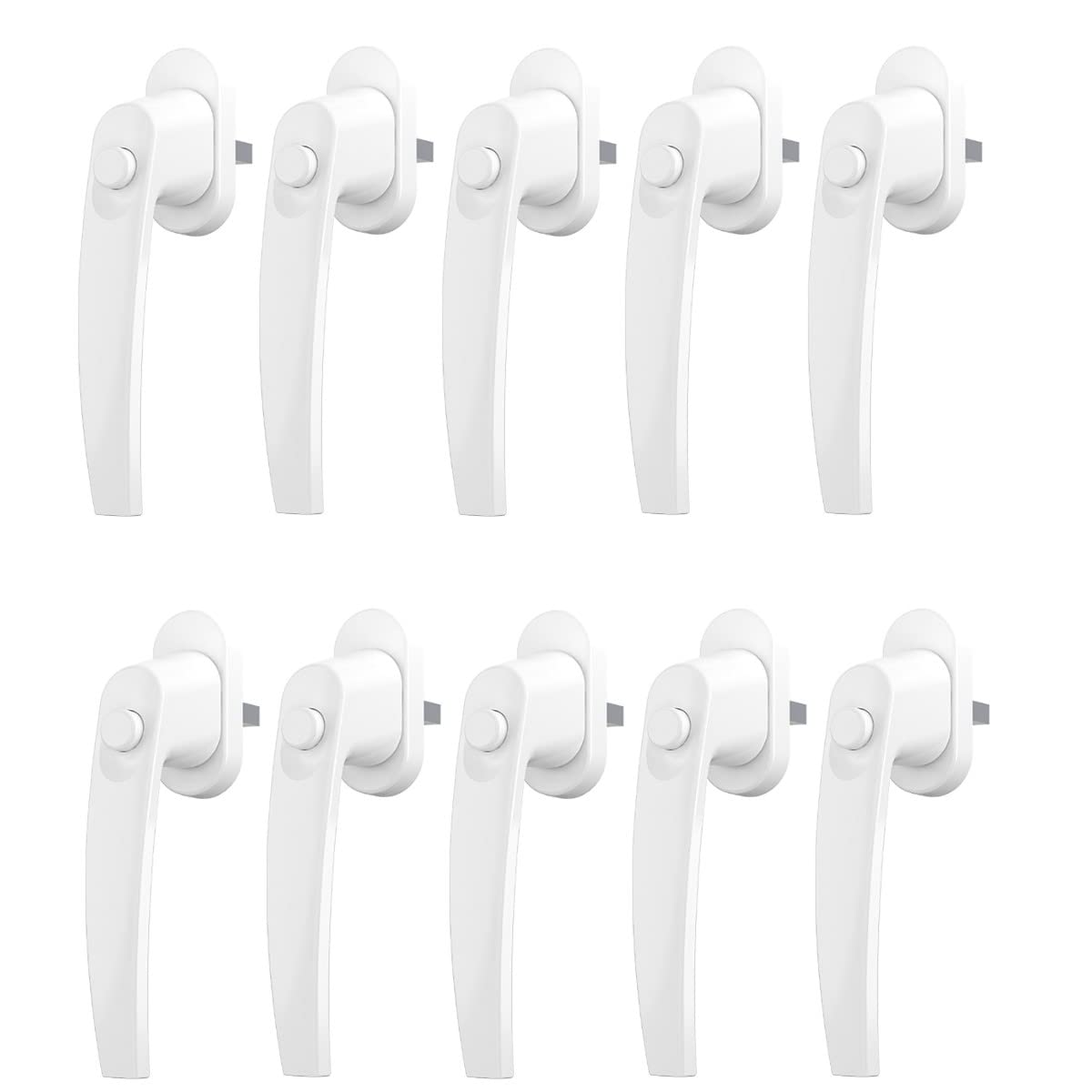 Maniglia per finestra di sicurezza per bambini, maniglia per finestra con bottone a pressione per una maggiore sicurezza, in alluminio bianco con perno lungo 35 mm (10 pezzi, RAL 9016)