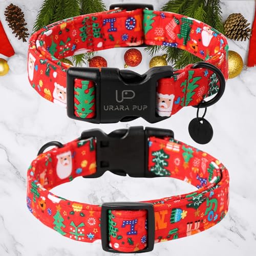 Image of Christmas Santa Claus Dog Collar, Cute Santa Claus Christmas Collar for Puppy Girl Boy Dog, Adjustable Red Dogs Collars with Quick Release, Cute Pet Collars