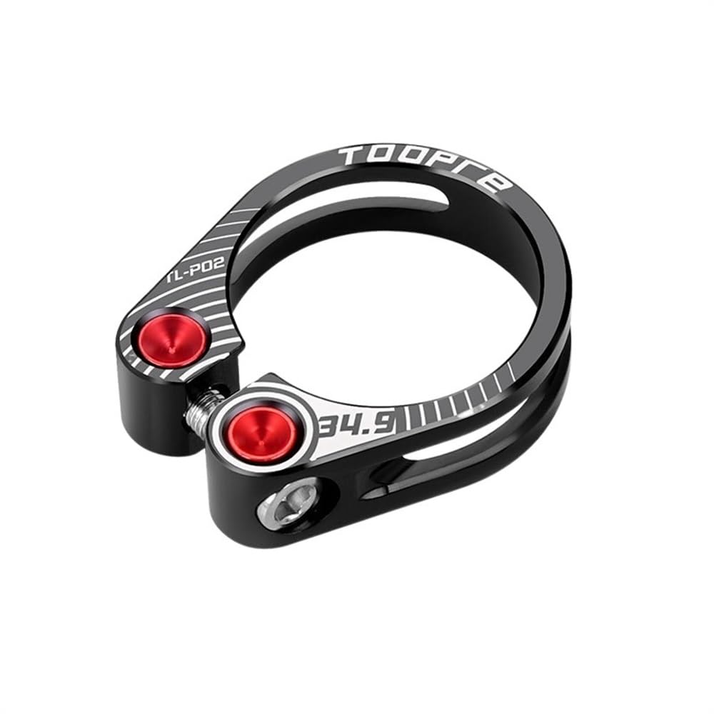 Bike Seat Clamp 31.8/34.9mm Aluminium Alloy Bike Seat Clamp Hollow Locking Mountain MTB BMX Road Bicycle Seatpost(34.9mm-Black)