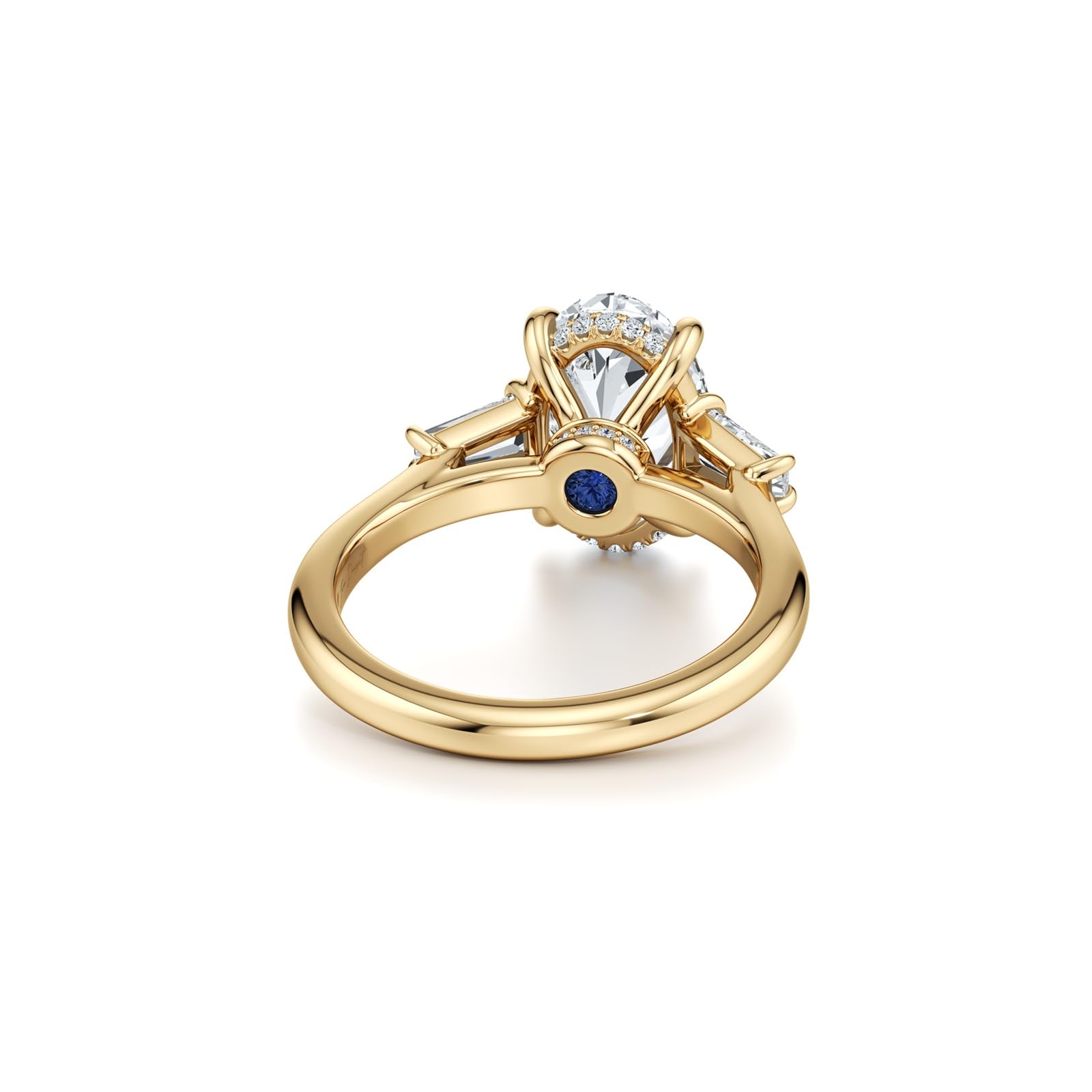 Anillo de tres piedras de oro de 9 quilates, 14 quilates y 18 quilates con moissanita ovalada de 3 quilates para mujer
