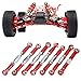 Keen so 7pcs RC Car Metal Servo Pull Rod con Destornillador, Servo Link Pull Rod fit para WLtoys 144001 1/14 RC Car(Rojo)