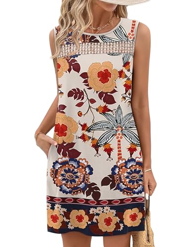 Image of WIHOLL Summer Dresses for Women 2026 Beach Vacation Spring Fashion Clothing Lace Mini Tank Dress with Pockets