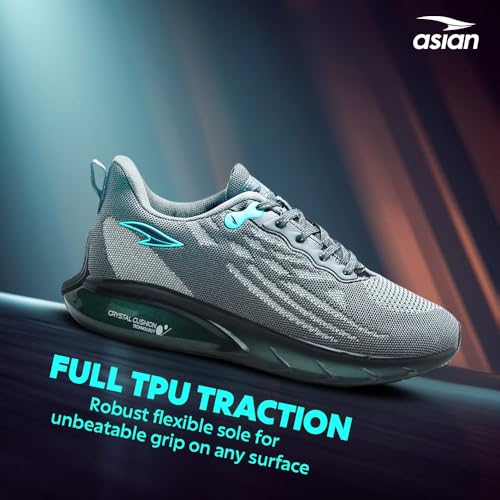 Image of ASIAN Men POWERPLAY-06 Running and Casual wear Running Shoes with Laces, Lightweight and Comfortable Shoes with Upper mesh Fabric and Crystal Cushion Technology for Men & Boys