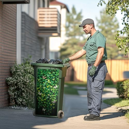 Image of Peacoblue Wheelie Bin Stickers 2 Sheets Ivy Sticky Dustbin Stickers Decals, 15 inch x 32 inch Waterproof Large Wraps for Trash Cans Bins Fridges Door Wall Garden Outdoor Indoor Patio Decor