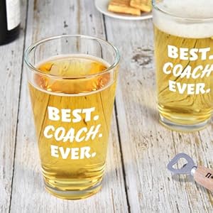 Futtumy Best Coach Ever 15 Oz Beer Glasses Coach Gifts for Men Basketball Coach Gifts Baseball Coach Gifts Best Coach Gifts for Football Soccer Softball Volleyball Beer Gifts for Coach