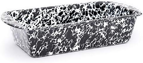 Home Enamelware Loaf Pan, 9 x 5 inches, Black/White Splatter
