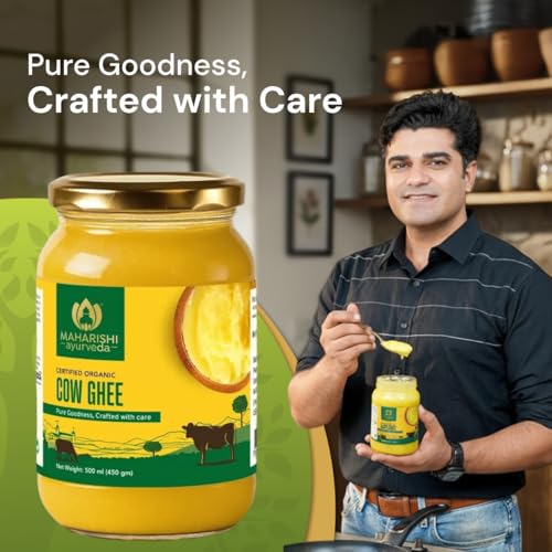 Image of Maharishi Ayurveda Organic Certified Cow Ghee | Traditionally Slow-Crafted from Grass-Fed Cow's Milk | Supports Digestion, Immunity & Daily Nourishment | 500 ml (Glass Jar)
