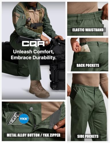 Image of CQR Men's Quick Dry Work Pants, Water Resistant Outdoor Tactical Pants, Lightweight Stretch Cargo Hiking Pants