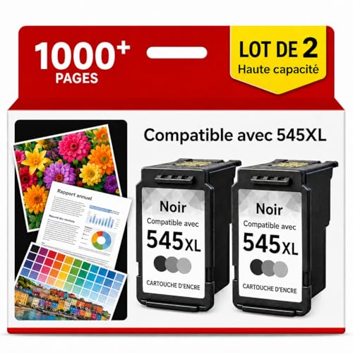 Pack 2 cartouches 545 XL noir haute densité pour des impressions nettes Pixma