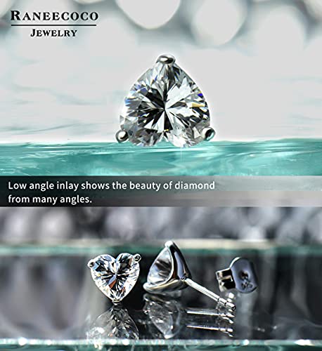 "Stunning Flame" 18K White Gold Plated 925 Sterling Silver Cubic Zirconia Heart Shape Cut Stud Earrings | Cz Studs For Women, Men And Girls（Heart ，7） #TOP4