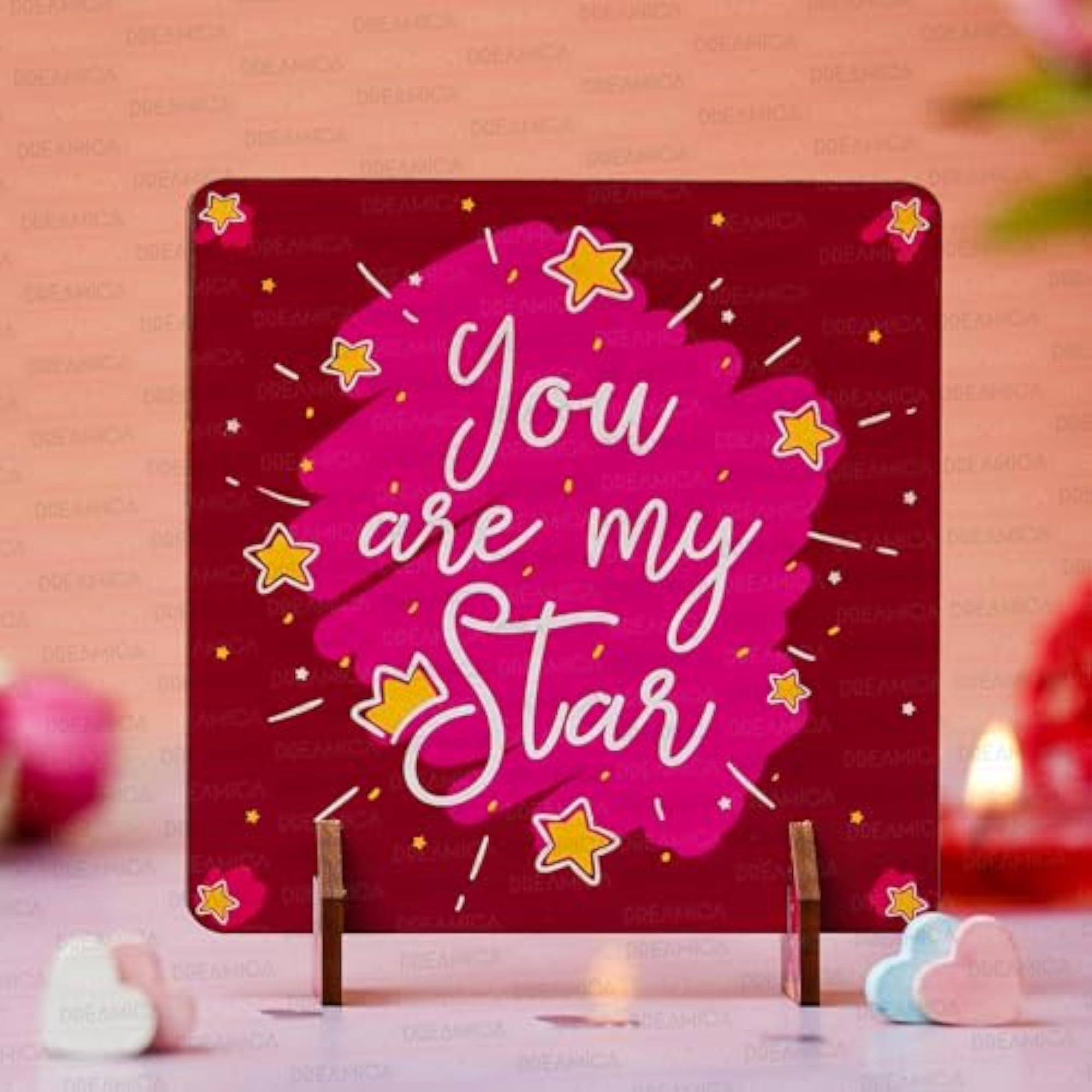 Artificial Rose with Love Stand Gift Set