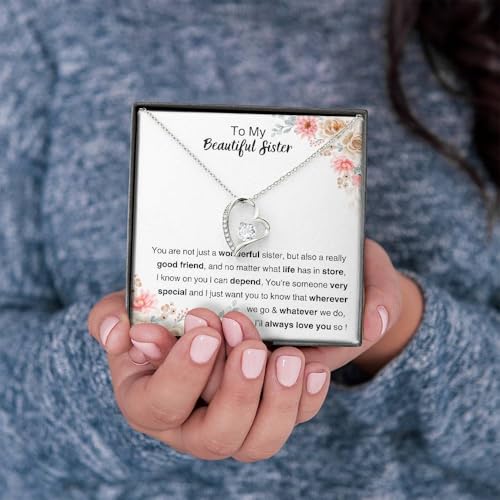 Sisters Gifts From Sister Interlocking Necklaces For 2 Big Sister and Little Sister Happy Birthday Present For Women Jewelry Best Sister with Message Card and Gift Box2