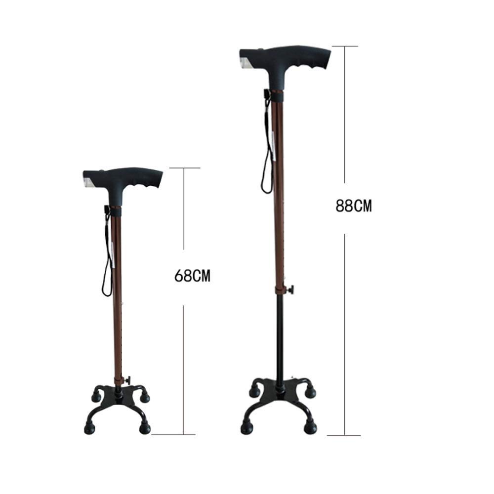 Andador para Ancianos,Bastón, Muletas para Ancianos Walker Walker Muletas Integradas Cuatro Patas Multifuncionales Antideslizantes, Bastón De Altura Ajustable para Personas Mayores con Cuatr
