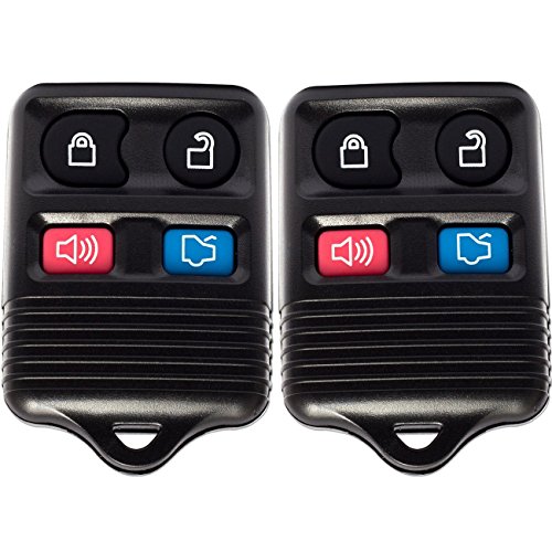Key Fob Keyless Entry Remote - Replacement Keys Car Accessories (Pack of 2) 4-Button Best for Ford Lincoln Mazda Mercury - Fobs Control Battery & Hardware Chip, Holder Case Cover Clicker Transmitter