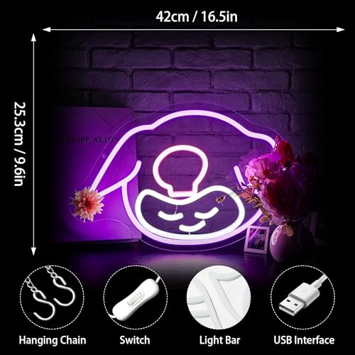 Image of Neon Sign, FPLL Neon Signs for Wall Decor Cute Funny LED Signs for Man Cave Game Room Home Decor Bar Beer Light Sign - USB Powered