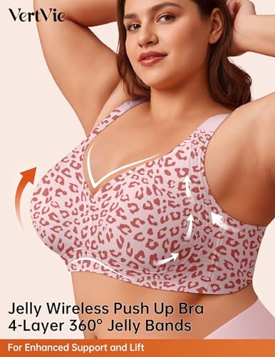 Image of Vertvie Jelly Bras for Women No Underwire Minimizer Support | Plus Size Older Lift, Full Coverage & Smoothing Back, Push Up, Separation & Supportive, Soft Comfy Seamless Wireless Bralette