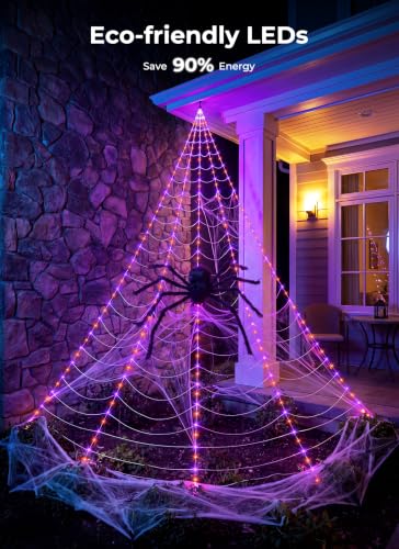  16.4 ft 255 LED Halloween Giant Spider Web Lights Set  - image 6