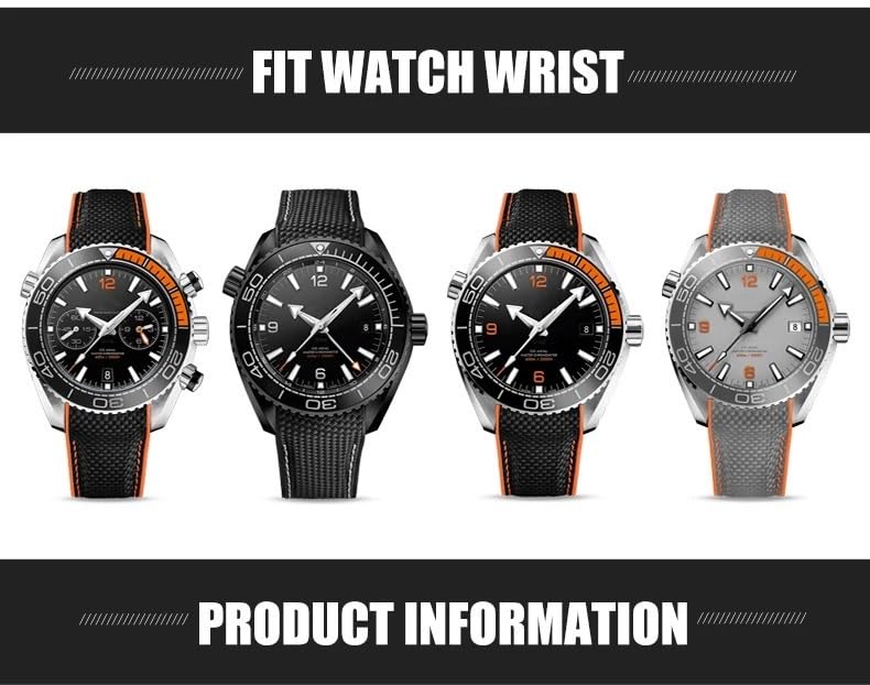 Bracelet montre silicone nylon 22mm orange pour Omega Seamaster
