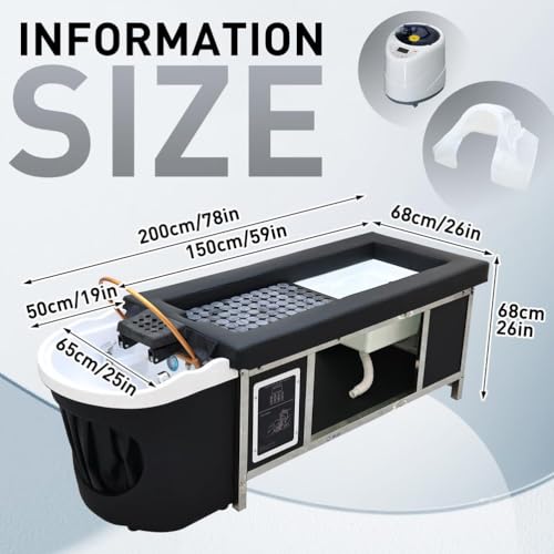 UFAGFDA Luxury Head Spa Equipment, Professional Japanese Head Spa Bed, Stationary Massage Shampoo Table with Moxibustion & Footbath, Water Circulation, Fumigation, for Salon Spa Beauty - Image 7