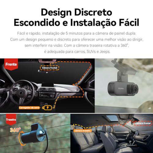 DDPAI N3 Pro Câmera Veicular Frontal e Traseira 1600P+1080P com WiFi Integrado, GPS, Sensor G Aplica