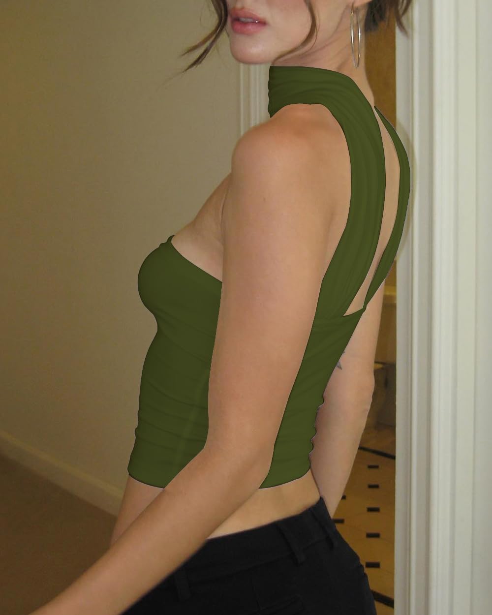 Women's Sexy Halter Tube Tank Crop Tops Strapless Slim Fitted Y2k Bandeau Top Off Shoulder Basic Cami Shirts - Image 5