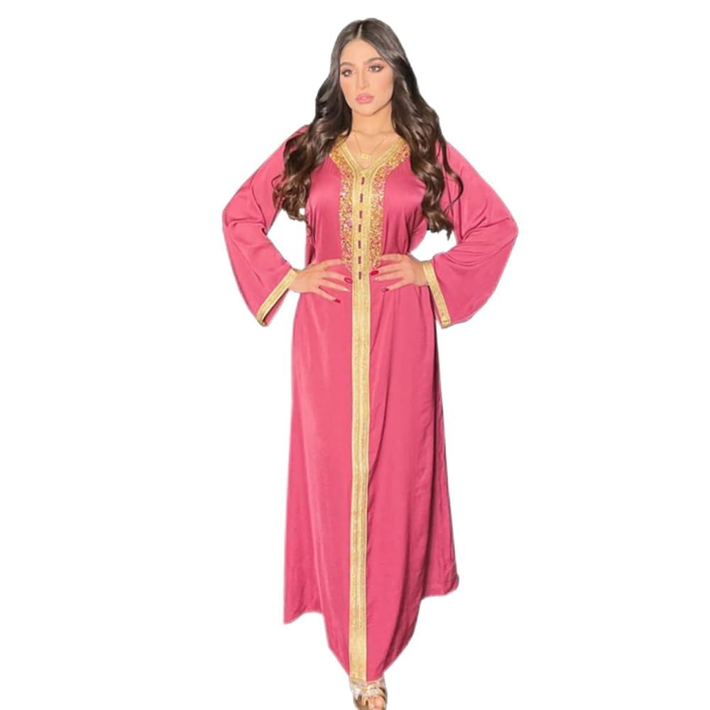 Embroidery Abaya Dress for Women Dubai Sadui Bead Moroccan Kaftan Fancy Eid Collection