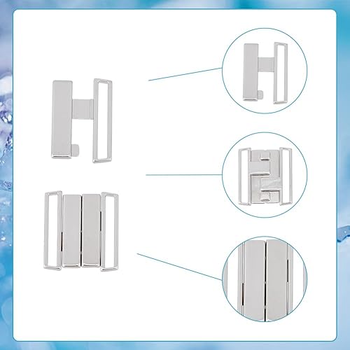 Miniatura 6 de SUPERFINDINGS 10 pares de clips de repuesto de cierre de sujetador de aleación de zinc plata clips de bikini lencería cierre frontal hebilla