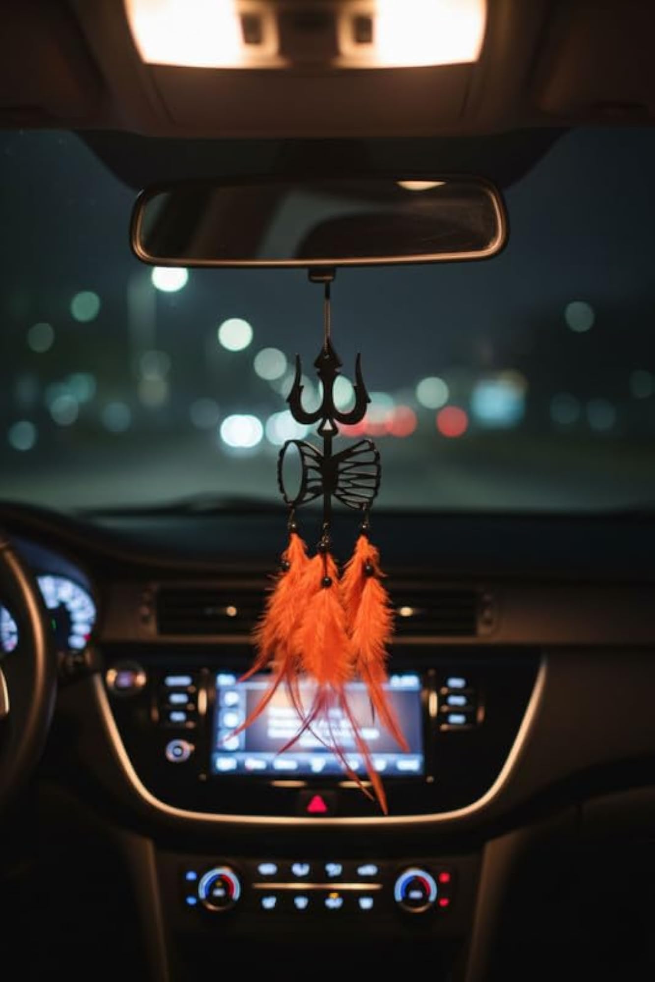 Dream Catcher with Lord Shiv Feather for Car Dashboard