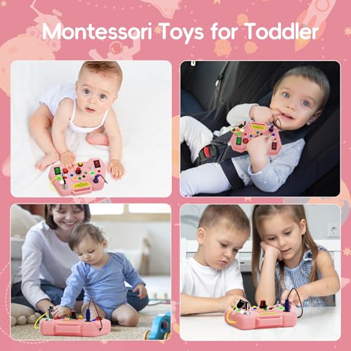 Image of Toddler Busy Board With LED Light - Baby Game Sensory Toy,Light Switches Montessori Toy for 3 Year Old，Kids Educational Learning Activities Toys,Easter Basket Stuffers Ideas for 3 4 5 6 Boys Girls