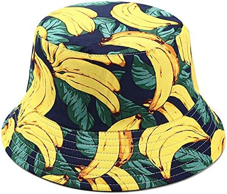 Mashiaoyi Unisex Print Double-Side-Wear Reversible Bucket Hat Banana