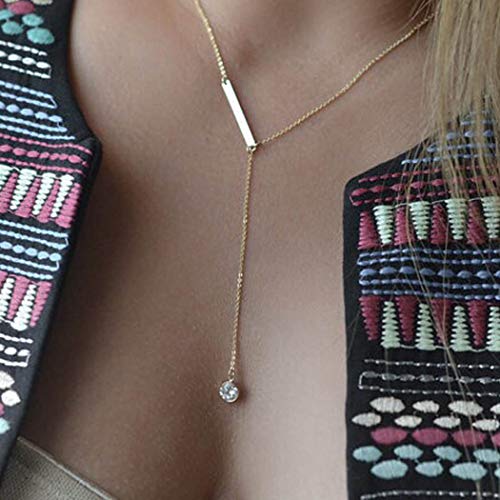 Preisvergleich Produktbild Jovono Boho Halsketten mit einfachen und Metallplatte Kristall Wassertropfen Anhänger Schicht Halskette Kragen für Frauen und Mädchen (Gold)