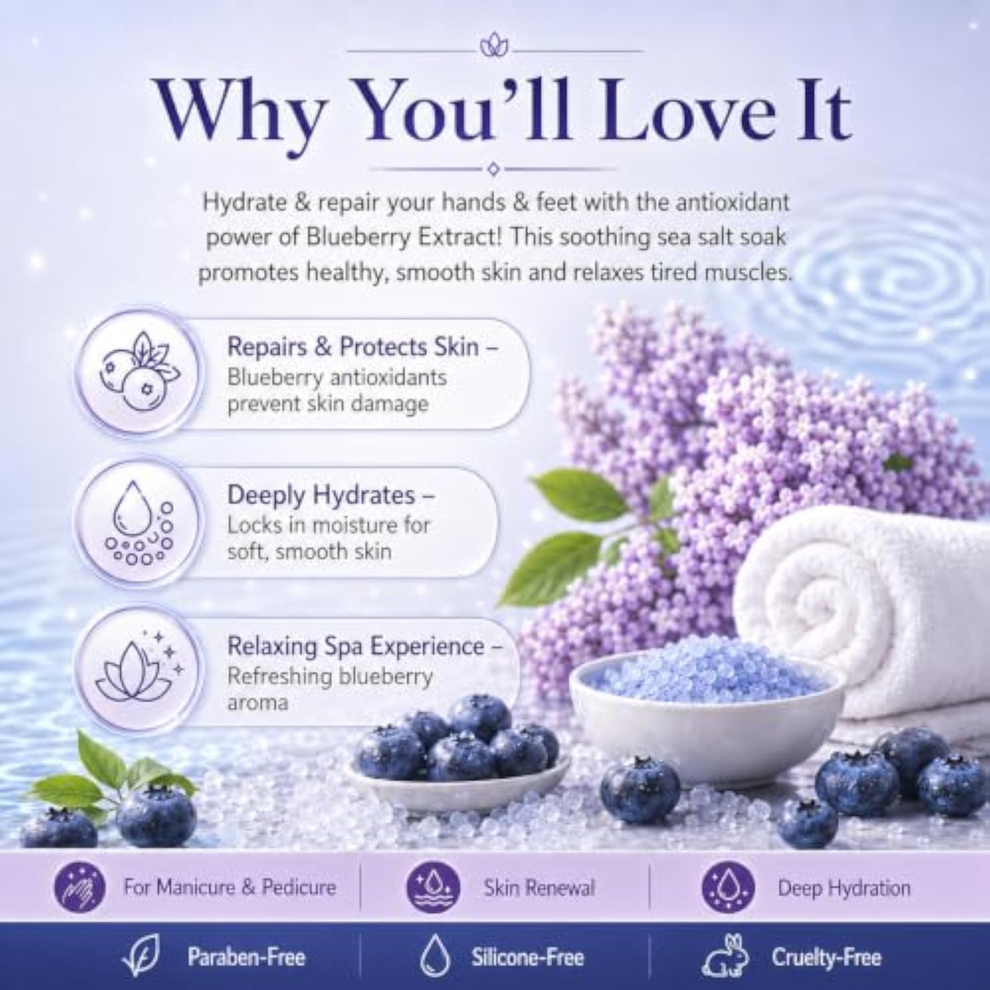 Blueberry Sea Salt Soak for Hands & Feet Treatment