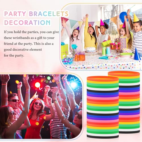 image for Liliful 400 Pcs Silicone Wristbands Solid Color Silicone Bracelets Bla