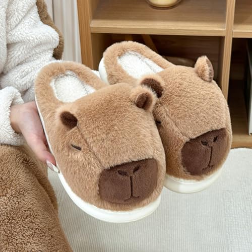 Parent-Child Fuzzy Slippers Cute Capybara Shape Soft Cozy Warm Anti-Slip Soles Indoor Fluffy Slippers Gift for Christmas3