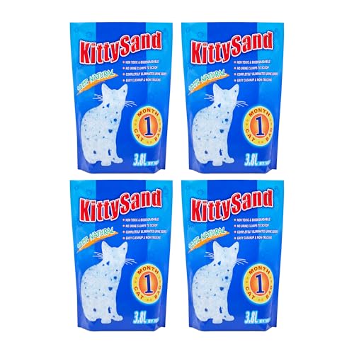 KittySand Crystal Cat Litter 4 x 3.8L Value Pack (15.2L Total) 99% Dust-Free Odour Control Low Tracking | Premium Silica Gel 1 Month+ Supply