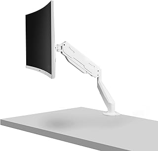 Pholiten Gas Spring Monitor Arm, Single Monitor Mount, Single Monitor Arm, Single Monitor Desk Mount, VESA Mount, Computer Monitor Stand, Desk Monitor Mount, Monitor Arm Desk Mount White