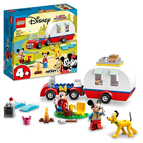 Lego 10777 Disney Mickey et Ses Amis Mickey Mouse et Minnie Mouse Font du Camping, Jouet de Voiture et Figurine Pluto, pour Filles et Garçons de 4 Ans