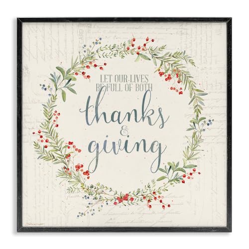 Thanksgiving Autumn Phrase, 12 x 12 Inch Framed Giclée Print
