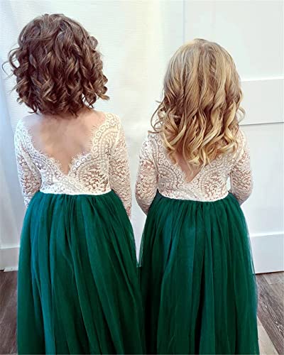 Image of Topmaker Flower Girl Dress for Toddler Baby Girls,Lace Tulle Dress for Wedding,Birthday Party,Photoshoot,Special Occasion