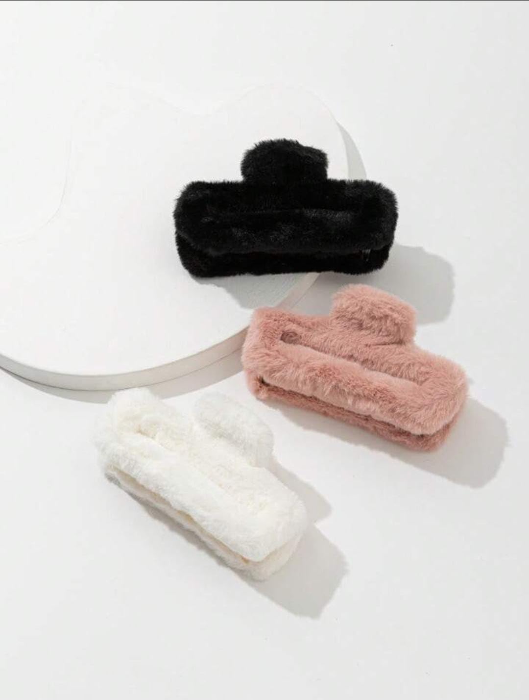 KK CREATIONS Rectangle fur hair claw clip Hair Accessories Plush Hair Clips Strong Hold Non-Slip Hair Barrettes for Thick Thin Long Hair 3 Pcs-image-40