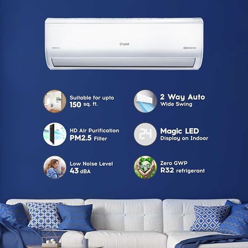 Image of Cruise 1.5 Ton 5 Star VarioQool Inverter Split AC (CWCVBK-VQ3D185, White) | Fast Cooling at 50 C | 110-150 sq ft |100% Copper | Convertible 4-in-1 | 7 Stage Air Filtration | Anti-Rust Tech | Silent