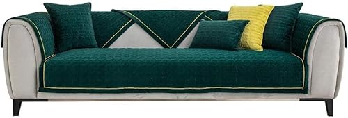 SYkbb Sofa Slipcovers Sofa Slipcover Corner 3/2/1/4 Seater Sofa Cover L Shape Couch Cover Furniture Cover Protector for Dogs Cats, Velvet Warm Cushion Cover, for Sectional Couch (Color : Dark Green,