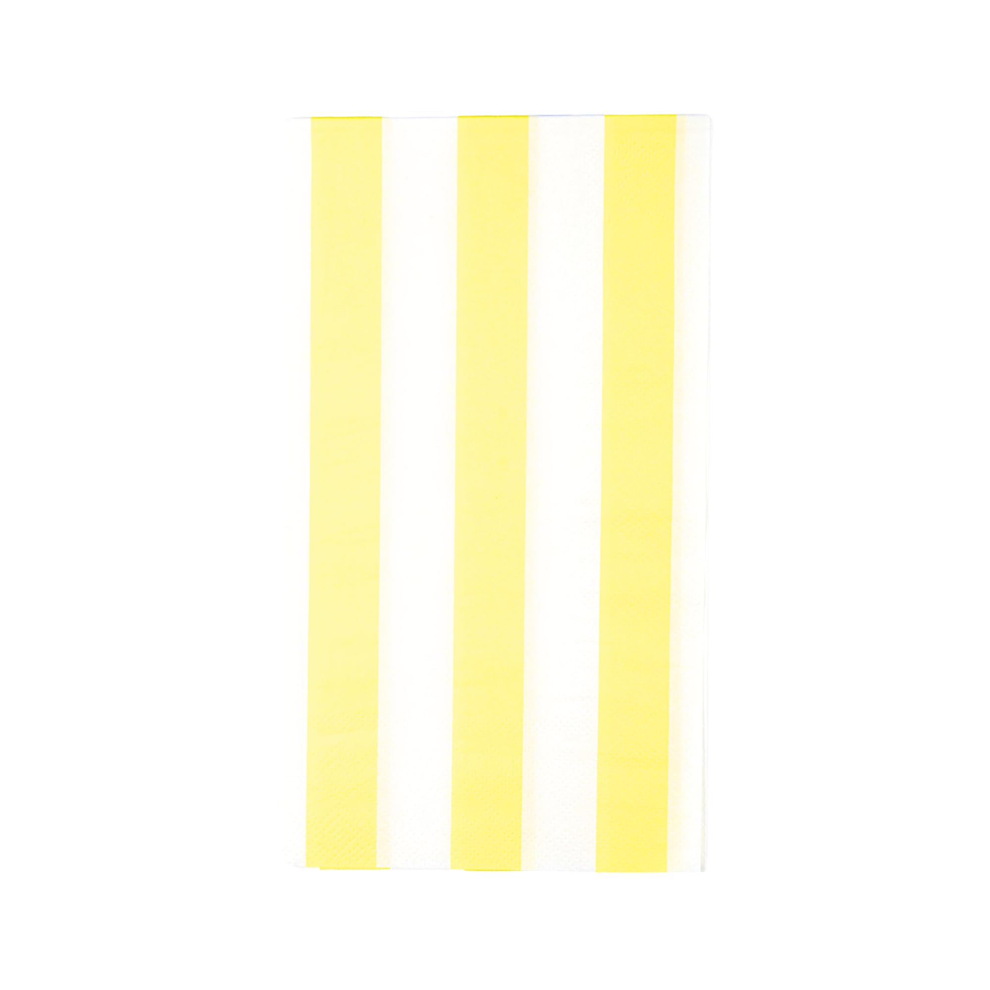 Bonjour Fête Yellow Cabana Stripe Guest Towels, Pack of 20, 4.25x7.75"