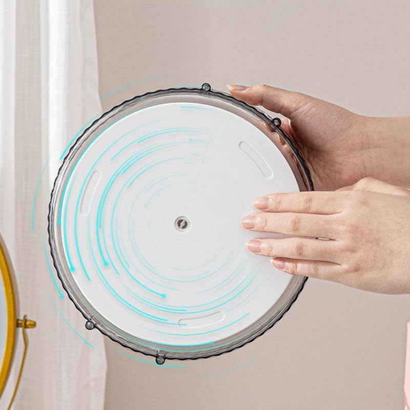 Makeup Organizer for Vanity, 360° Rotating Bathroom Organizer Countertop, High-Capacity Skincare Organizer, Spinning Cosmetics Organizer for Dresser Countertop (2 Tiers, Grey) - Image 4