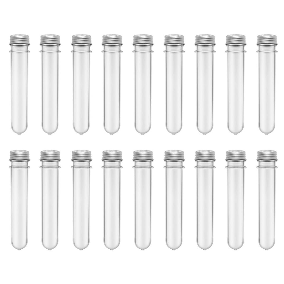CRAFTHROU 50 Piezas Tubo de Ensayo de Pet Transparente de 45ml, Bien Sellado y Portátil, Adecuado para Almacenamiento y Organización en Cocina y Baño
