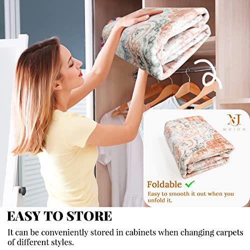 Mujoo Hallway Runner Rug Machine Washable Runner Rugs 2'X6 ' Non Slip Boho Runner Rugs For Hallways Entryway Kitchen Bathroom Bedside Retro Soft Low-Pile Orange Navy Blue Runner Rugs Flowers #TOP6